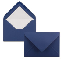 25 x Kartenpaket mit gefütterten Brief-Umschlägen - gerippt - DIN A6/C6 - Dunkelblau - 10,5 x 14,8 cm - Nassklebung - NEUSER PAPIER