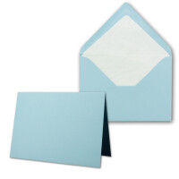 25 x Kartenpaket mit gefütterten Brief-Umschlägen - gerippt - DIN A6/C6 - Hellblau - 10,5 x 14,8 cm - Nassklebung - NEUSER PAPIER