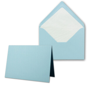 50 x Kartenpaket mit gefütterten Brief-Umschlägen - gerippt - DIN A6/C6 - Hellblau - 10,5 x 14,8 cm - Nassklebung - NEUSER PAPIER