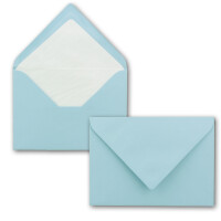 200 x Kartenpaket mit gefütterten Brief-Umschlägen - gerippt - DIN A6/C6 - Hellblau - 10,5 x 14,8 cm - Nassklebung - NEUSER PAPIER