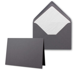 250 x Kartenpaket mit gefütterten Brief-Umschlägen - gerippt - DIN A6/C6 - Granit-Grau - 10,5 x 14,8 cm - Nassklebung - NEUSER PAPIER