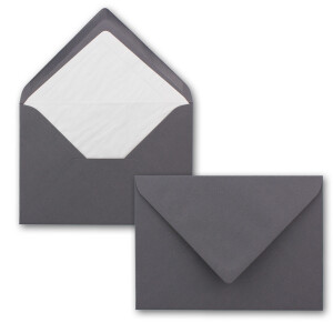 250 x Kartenpaket mit gefütterten Brief-Umschlägen - gerippt - DIN A6/C6 - Granit-Grau - 10,5 x 14,8 cm - Nassklebung - NEUSER PAPIER