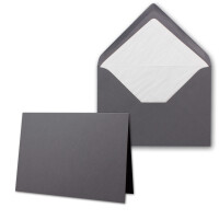 300 x Kartenpaket mit gefütterten Brief-Umschlägen - gerippt - DIN A6/C6 - Granit-Grau - 10,5 x 14,8 cm - Nassklebung - NEUSER PAPIER
