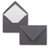 300 x Kartenpaket mit gefütterten Brief-Umschlägen - gerippt - DIN A6/C6 - Granit-Grau - 10,5 x 14,8 cm - Nassklebung - NEUSER PAPIER