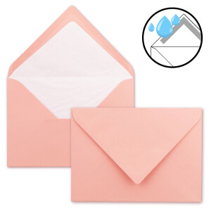 200 x Kartenpaket mit gefütterten Brief-Umschlägen - gerippt - DIN A6/C6 - Altrosa - 10,5 x 14,8 cm - Nassklebung - NEUSER PAPIER