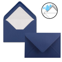 25 x Kartenpaket mit gefütterten Brief-Umschlägen und Einleger - gerippt - DIN A6/C6 - Dunkelblau - 10,5 x 14,8 cm - Nassklebung - NEUSER PAPIER