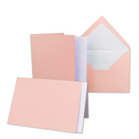 50 x Kartenpaket mit gefütterten Brief-Umschlägen und Einleger - gerippt - DIN A6/C6 - Altrosa - 10,5 x 14,8 cm - Nassklebung - NEUSER PAPIER