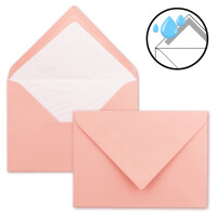 50 x Kartenpaket mit gefütterten Brief-Umschlägen und Einleger - gerippt - DIN A6/C6 - Altrosa - 10,5 x 14,8 cm - Nassklebung - NEUSER PAPIER