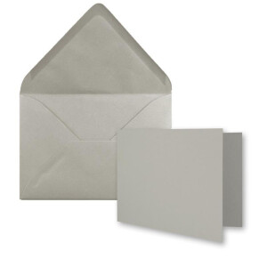 50x Stück Karte mit Umschlag Set Faltkarten DIN A7 quer 10,5 x 7,4 cm  Hellgrau mit Brief-Umschlägen C7 Nassklebung