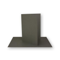 75x Faltkarten-Set DIN A7 - 10,5 x 7,4 cm - mit Umschlägen DIN C7 in Anthrazit (Grau) - Kleine Doppelkarten blanko zum Selbstgestalten und Bedrucken