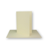 50x Faltkarten-Set DIN A7 - 10,5 x 7,4 cm - mit Umschlägen DIN C7 in Vanille - Kleine Doppelkarten blanko zum Selbstgestalten und Bedrucken
