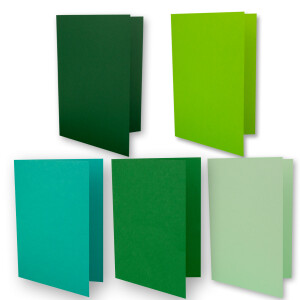 25x Farbige Karten blanko mit passendem Umschlag und Einlegeblätter in Weiß in DIN A6/ DIN C6 - Grüne Farben ideal für Einladungen und Geschenke