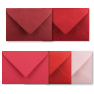 150x Farbige Karten blanko mit passendem Umschlag und Einlegeblätter in Weiß in DIN A6/ DIN C6 - Rote Farben ideal für Einladungen und Geschenke