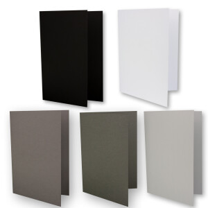200x Farbige Karten blanko mit passendem Umschlag und Einlegeblätter in Weiß in DIN A6/ DIN C6 - Graue Farben ideal für Einladungen und Geschenke