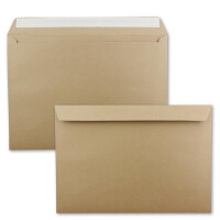 10x große XXL Briefumschläge DIN C4 in Kraftpapier Sandbraun - 22,9 x 32,4 cm - Haftklebung ohne Fenster - Versandtasche für DIN A4 geeignet
