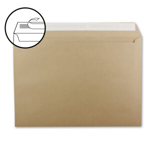 100x große XXL Briefumschläge DIN C4 in Kraftpapier Sandbraun - 22,9 x 32,4 cm - Haftklebung ohne Fenster - Versandtasche für DIN A4 geeignet