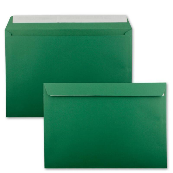 100x große XXL Briefumschläge DIN C4 in Dunkelgrün (Grün) - 22,9 x 32,4 cm - Haftklebung ohne Fenster - Versandtasche für DIN A4 geeignet
