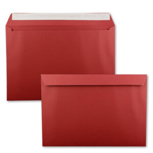 25x große XXL Briefumschläge DIN C4 in Dunkelrot (Rot) - 22,9 x 32,4 cm - Haftklebung ohne Fenster - Versandtasche für DIN A4 geeignet