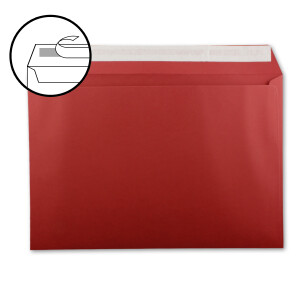 25x große XXL Briefumschläge DIN C4 in Dunkelrot (Rot) - 22,9 x 32,4 cm - Haftklebung ohne Fenster - Versandtasche für DIN A4 geeignet