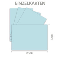 250x Karte mit Umschlag Set aus Einzel-Karten DIN A7 - 10,5x7,3 cm - Hellblau mit Brief-Umschlägen C7 Nassklebung ideale Geschenkanhänger