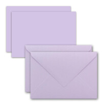 75x Karte mit Umschlag Set aus Einzel-Karten DIN A7 - 10,5x7,3 cm - Lila mit Brief-Umschlägen C7 Nassklebung ideale Geschenkanhänger