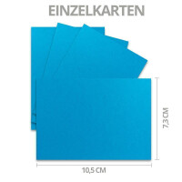 25x Karte mit Umschlag Set aus Einzel-Karten DIN A7 - 10,5x7,3 cm - Azurblau mit Brief-Umschlägen C7 Nassklebung ideale Geschenkanhänger