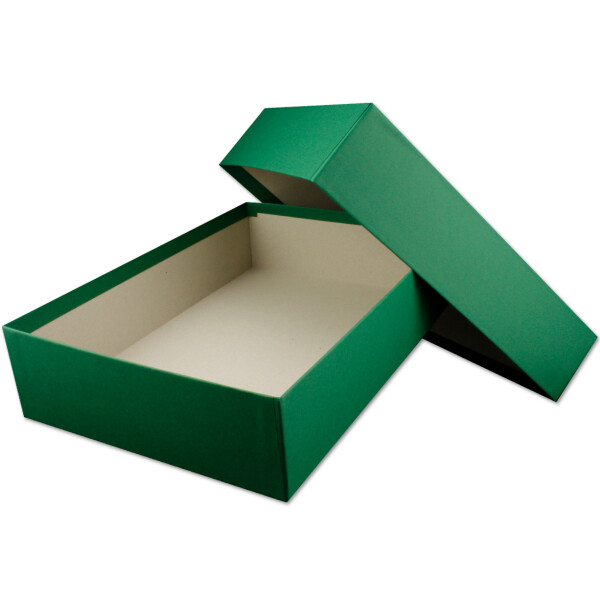 Hochwertige Aufbewahrungs- und Geschenkboxen - 5 Stück - DIN A4 - Dunkelgrün (Grün) bezogen - 302 x 213 x 70 mm
