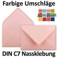 50x kleine Umschläge in Alt-Rosa DIN C7 8,1 x 11,4 cm mit Spitzklappe und Nassklebung in 110 g/m² - kleiner blanko Mini-Umschlag