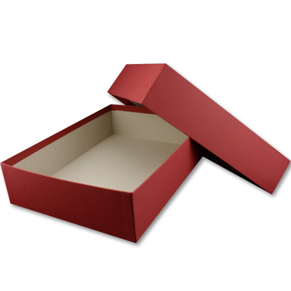 Hochwertige Aufbewahrungs- und Geschenkboxen - 1 Stück - DIN A4 - Dunkelrot (Rot) bezogen - 302 x 213 x 70 mm