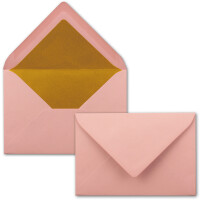 Kuverts in Altrosa - 10 Stück - Brief-Umschläge DIN C6 - 114 x 162 mm - 11,4 x 16,2 cm - Naßklebung - matte Oberfläche & Gold-Metallic Fütterung - ohne Fenster - für Einladungen