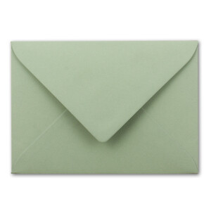 Kuverts in Eukalyptus-Grün - 75 Stück - Brief-Umschläge DIN C6 - 114 x 162 mm - 11,4 x 16,2 cm - Naßklebung - matte Oberfläche & Gold-Metallic Fütterung - ohne Fenster - für Einladungen