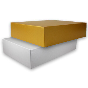 Hochwertige Aufbewahrungs- und Geschenkboxen - 48 Stück - DIN A4 - Gold und Silber irisierend schimmernd - 302 x 213 x 70 mm