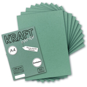 25 Blatt Vintage Kraftpapier in Eukalyptus-Grün DIN A4 120g Grünes Recycling-Papier, komplett ökologischer Brief-Bogen - Briefpapier - UmWelt by GUSTAV NEUSER