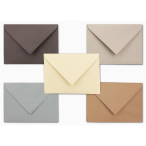 20x Umschlagpaket - DIN C6 - ca. 11,4 x 16,2 cm - die Natürlichen - 5 Farben je 4 Umschläge - Grammatur: 120 g/m² - Serie Farbenfroh