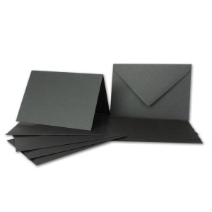 ARTOZ NORDANA 15x DIN B6 Faltkarten-Set mit DIN B6 Umschlägen - black glow - 300 g/m² - 12 x 16,9 cm - schimmerndes Papier zum Basteln & Drucken
