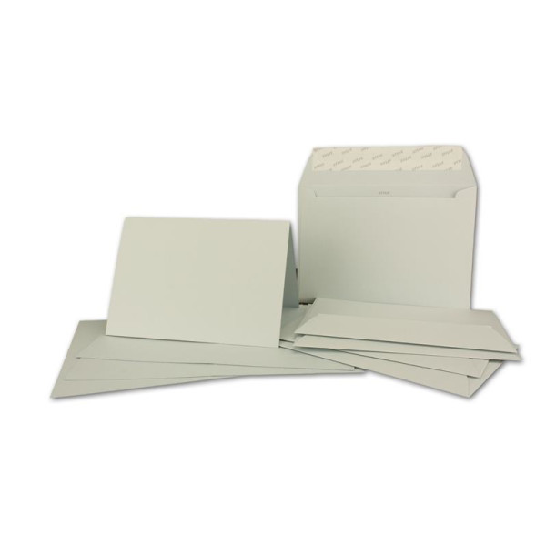 ARTOZ FLORETTA 15x DIN A5 Faltkarten-Set mit DIN C5 Umschlägen - light grey - 21 x 14,8 cm - 200 g/m² - pastellfarbenes Papier