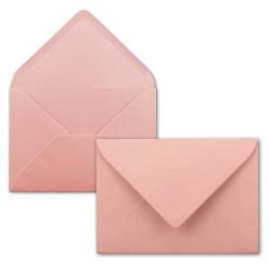 100 Brief-Umschläge - Alt-Rosa - DIN C6 - 114 x 162 mm - Kuverts mit Nassklebung ohne Fenster für Gruß-Karten & Einladungen - Serie FarbenFroh