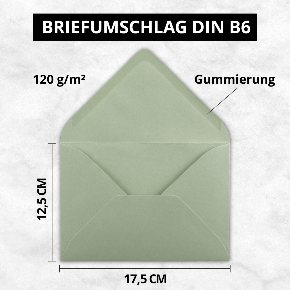 25 Quadratische Briefumschläge 12,5 X 12,5 Cm – Hellgrün, 120 G/m², Feuchtklebend, Made In Germany