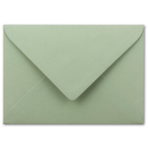 75x Briefumschläge B6 - 17,5 x 12,5 cm - Eukalyptus-Grün - Nassklebung mit spitzer Klappe - 120 g/m² - Für Hochzeit, Gruß-Karten, Einladungen