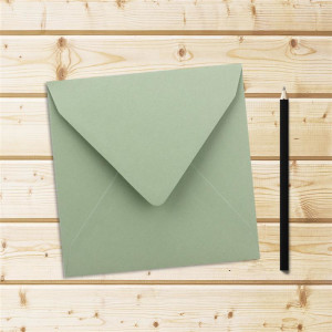 75x Quadratische Briefumschläge in Eukalyptus (Grün) - 15,5 x 15,5 cm - ohne Fenster, mit Nassklebung - 110 g/m² - Für Einladungskarten zu Hochzeit, Geburtstag und mehr - Serie FarbenFroh