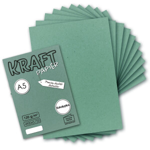 50 Blatt - Vintage Kraftpapier in Eukalyptus-Grün DIN A5 120 g/m² Eukalyptus-grünes Recycling-Papier - 21 x 14,8 cm - ökologische Brief-Bogen - Briefpapier - NEUSER PAPIER