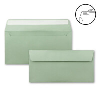 400 Brief-Umschläge DIN Lang - Eukalyptus (Grün) - 110 g/m² - 11 x 22 cm - sehr formstabil - Haftklebung - Qualitätsmarke: FarbenFroh by GUSTAV NEUSER