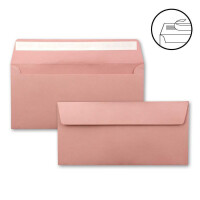100 Brief-Umschläge DIN Lang - Altrosa (Rosa) - 110 g/m² - 11 x 22 cm - sehr formstabil - Haftklebung - Qualitätsmarke: FarbenFroh by GUSTAV NEUSER