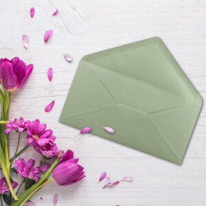 400 Brief-Umschläge Eukalyptus (Grün) DIN Lang - 110 x 220 mm (11 x 22 cm) - Nassklebung ohne Fenster - Ideal für Einladungs-Karten - Serie FarbenFroh