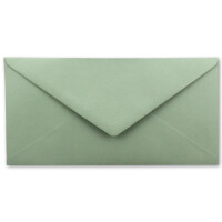 500 Brief-Umschläge DIN Lang - Eukalyptus (Grün) mit Gold-Metallic Innen-Futter - 110 x 220 mm - Nassklebung - festliche Kuverts für Weihnachten