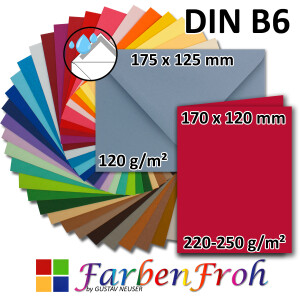 FarbenFroh Karten-SET, DIN B6 Faltkarte mit Briefumschlag...