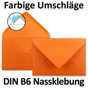 25x DIN B6 Faltkarten Set mit Umschlägen in Orange - 120 x 170 mm - ideal für Einladungskarten, Hochzeit, Taufe, Kommunion, Konfirmation - Marke: FarbenFroh
