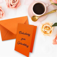 75x DIN B6 Faltkarten Set mit Umschlägen in Orange - 120 x 170 mm - ideal für Einladungskarten, Hochzeit, Taufe, Kommunion, Konfirmation - Marke: FarbenFroh