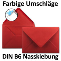 50x DIN B6 Faltkarten Set mit Umschlägen in Rosenrot (Rot) - 120 x 170 mm - ideal für Einladungskarten, Hochzeit, Taufe, Kommunion, Konfirmation - Marke: FarbenFroh