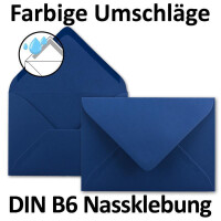 50x DIN B6 Faltkarten Set mit Umschlägen in Dunkelblau (Blau) - 120 x 170 mm - ideal für Einladungskarten, Hochzeit, Taufe, Kommunion, Konfirmation - Marke: FarbenFroh